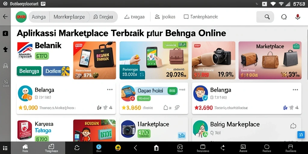 Antarmuka pengguna aplikasi Marketplace 8768 yang sederhana dan menarik.
