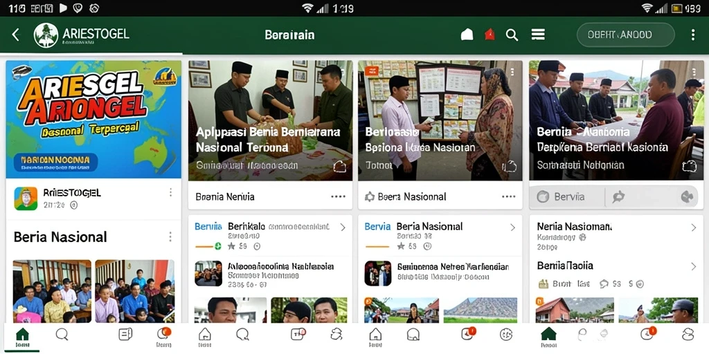 Antarmuka utama aplikasi ARIESTOGEL menampilkan berita nasional terkini.