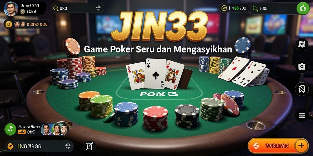 Antarmuka menarik dan interaktif dari game Poker JIN33.